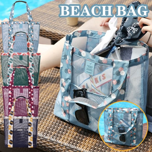 Fiudx Bolsa de Playa para Exteriores, Correa de Hombro de Malla Ajustable, Base Expandible, Material Ligero y Duradero, Multiusos para Playa, Navegación, Camping, Fácil Almacenamiento, Tamaño 43 X 33