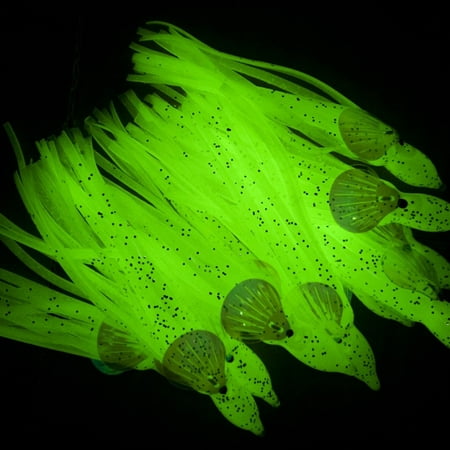 Kits Squid Lure Pvc Saltwater Fish Skirts Jig Tackle Luminous Octopus Soft Travel 10Pcs Accessories For Fishing White 6Cm Mingyiq Inc