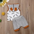 thumbnail image 3 of LMLYSoH Newborn Baby Summer Clothes Set Sleeveless Print Hooded Vest + Drawstring Stripe Shorts Boys Girls 2Pcs Cute Outfits 0-24M, 3 of 4