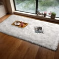 thumbnail image 6 of YJ.GWL Fluffy Faux Sheepskin Plush Area Rug Soft Fuzzy Rugs Floor Carpet for Bedroom Living Room,2'x 4', White, 6 of 7