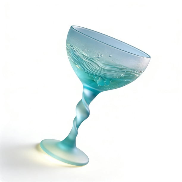 Vaso de vidrio marino para vino 350 ml, diseño inspirado en olas, apto para lavavajillas, adecuado para vino tinto y blanco, cócteles, decoración del hogar, idea de regalo