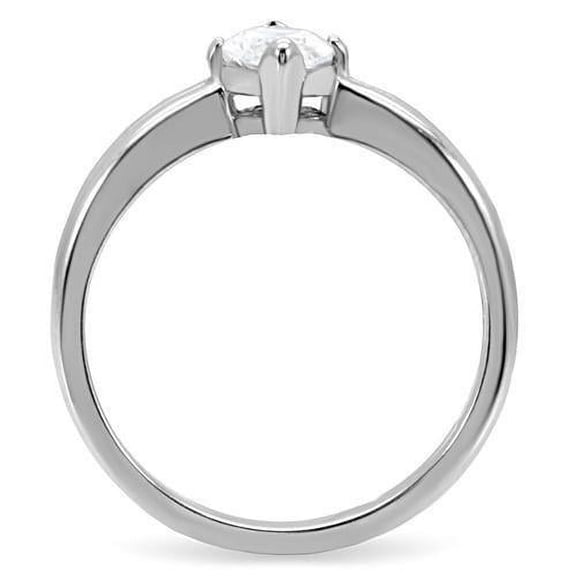 TK103 - High polished (no plating) Stainless Steel Ring with AAA Grade CZ in Clear