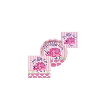 Happy First Birthday, Lady Bug Theme, Plates and Napkins
