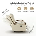 thumbnail image 3 of Manual Genuine Leather Recliner Chairs 360-Degree Swivel Rocking Metal Base Set of 2 for Living Room Beige, 3 of 9
