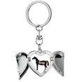 thumbnail image 1 of Llavero de alas de ángel en forma de corazón Unbranded Caballo blanco y negro, 1 of 3