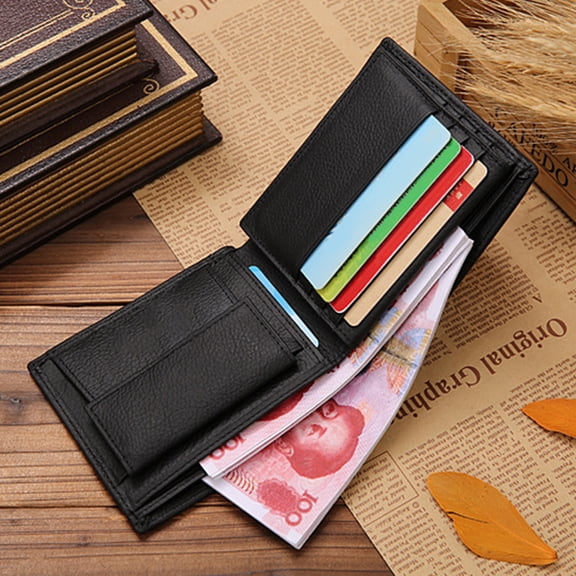 PENIKOKO Men's Black Short Wallet with Pocket and Card Holder for and Use