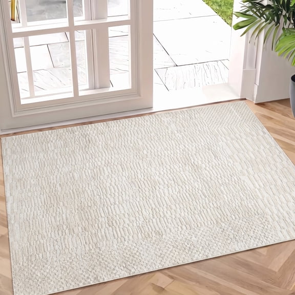 Harlow Hill Villa 2'0" x 2'11" Ivory/Beige Geometric Performance Indoor Area Rug