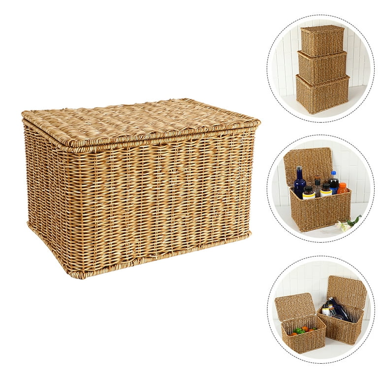 Hand-woven Storage Basket Laundry Wicker Baskets Corn Husk Sundries  Organizer Clothes Toys Storage Container Cesta Mimbre - Storage Baskets -  AliExpress