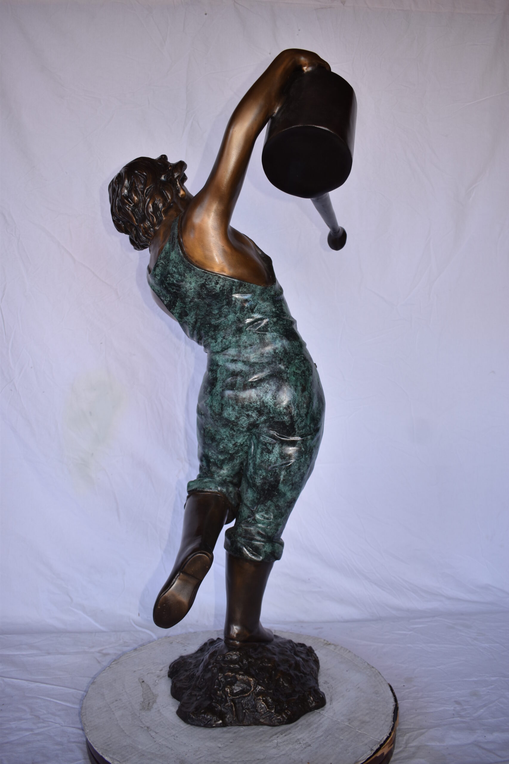Nifao Standing Boy with Watering Can Outdoor Fountain Statue, Bronze Garden Water Feature Sculpture for Patio & Yard – Outdoor Garden Decor Sculpture, 24"L x 22"W x 48"H