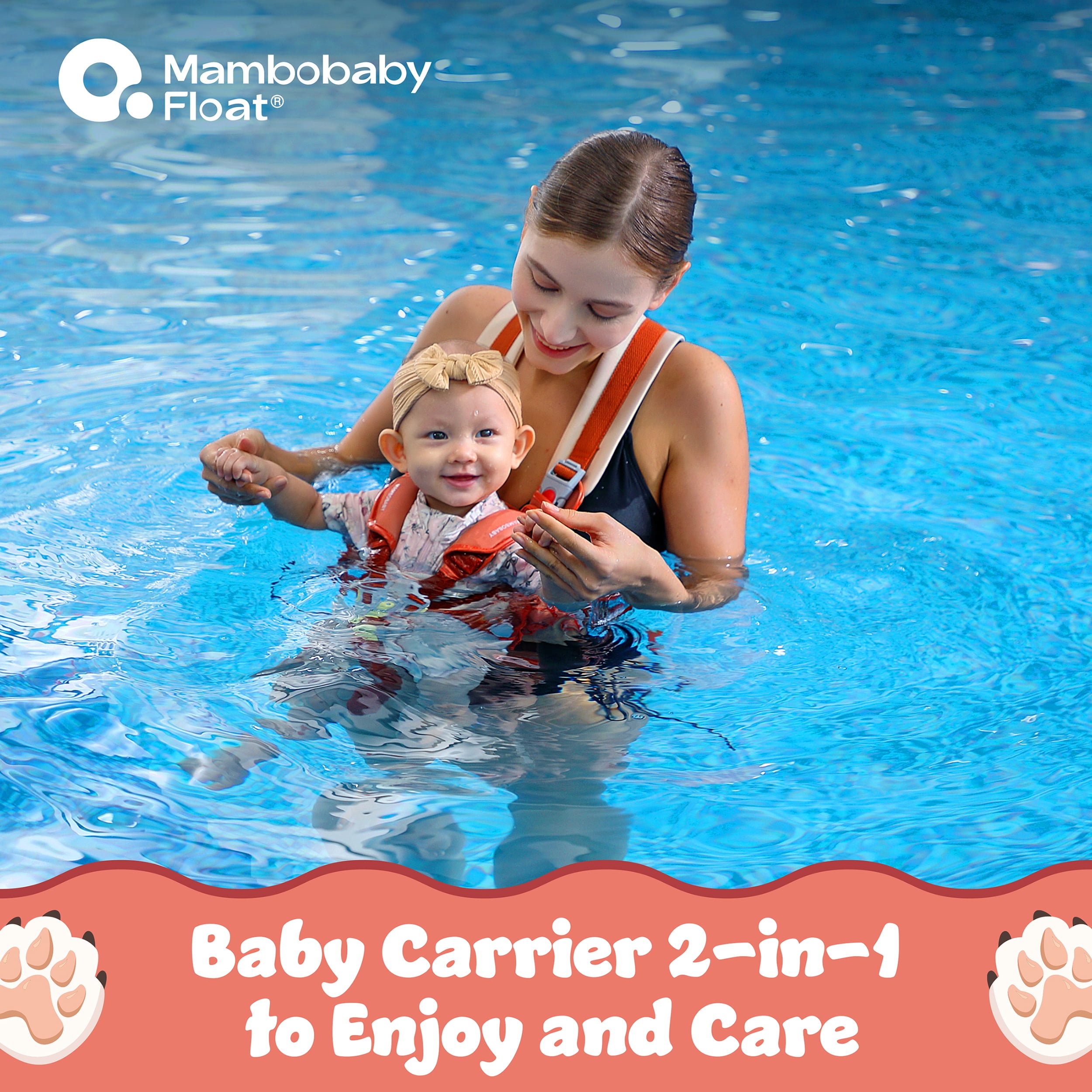 Mambobaby Baby Pool Float with 3D Canopy and Carrier- Yellow