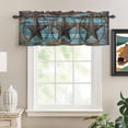 thumbnail image 2 of Texas Star Brown Rod Pocket Curtain Valance, Vintage Farm Barn Blue Wooden Texture Farmhouse Window Valance for Living Room, Bedroom, Kitchen 60"W x 18"L, 2 of 9