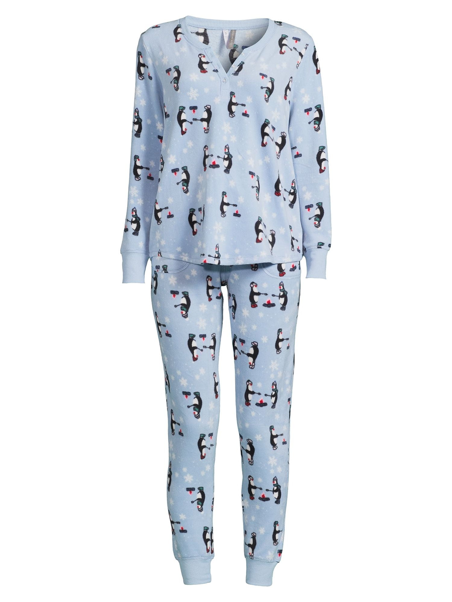 Jaclyn Intimates Long Sleeve Henley Printed Pajamas (Women's) 2 Piece Set