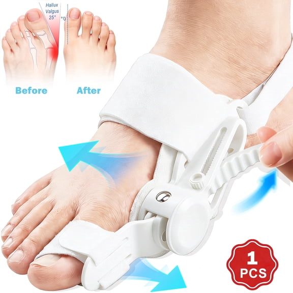 Bunion Corrector for Women & Men, Adjustable Big Toe Splint for Bunion Relief, Hallux Valgus Correction, White, 1 PCS