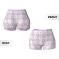 thumbnail image 3 of Rocae Floral Purple Buffalo Plaid for Women's Quick-Dry Running Shorts,Ladies Active Athletic Apparel Yoga Workout Gym Running Volleyball Spandex Shorts Medium, 3 of 9