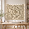 thumbnail image 5 of Intricate Brown Mandala on Cream Background, Calming Boho for Bohemian Decor Lovers, Ornate Geometric Wall Art Housewarming Gift Tapestry Wall Hanging for Living Room and Bedroom, 5 of 7