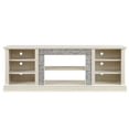 thumbnail image 4 of DEALTOPS Vintage TV Stand with Faux Stacked Stone Decor and Open Storage Space for TVs Up to 75'', Antique White, 4 of 8