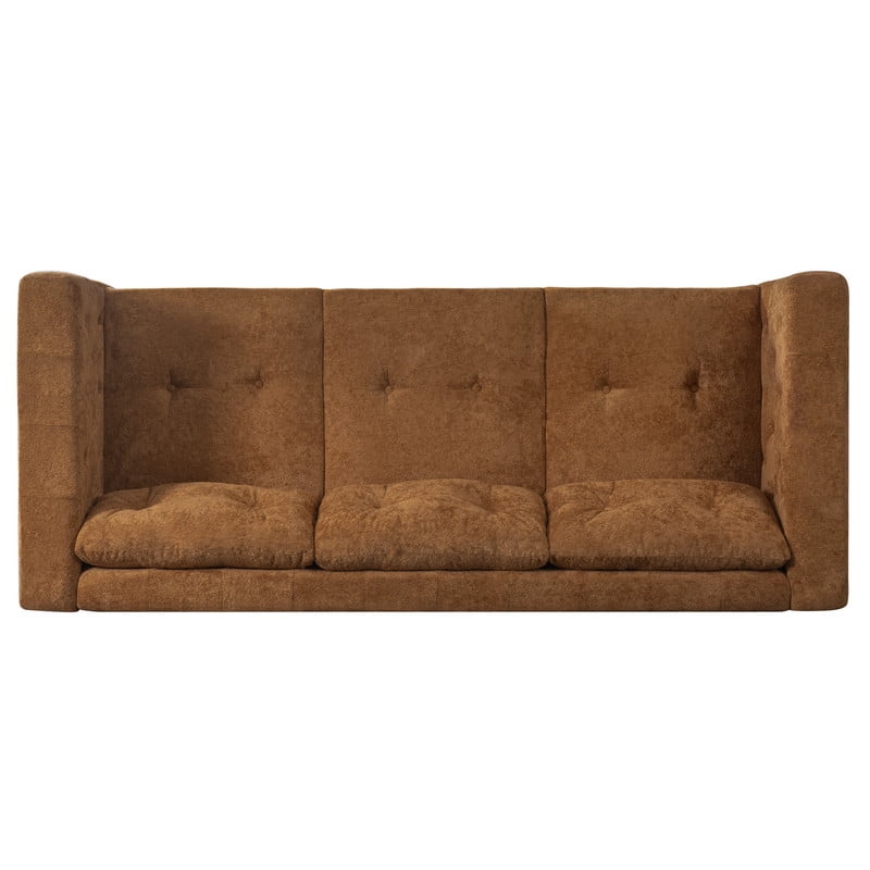 78" Modern Upholstered 3-Seater Sofa with Solid Wood Legs, Chenille Soft Couch with Square Arms & Tufted Pillow Back