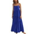 thumbnail image 2 of Vestido largo con tirantes finos para mujer - Pareo estampado para la playa - Vestido camisero holgado de poliéster - Ropa informal de verano, 2 of 8