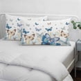 thumbnail image 4 of Blue Butterfly Farmhouse Throw Pillow Cover, Pillowcase Protectors with Zipper, Breathable Decorative Lumbar Pillow Case Cover, Spring Pastoral Butterflies Pillow Shams for Couch Sofa 16x24Inch, 4 of 8