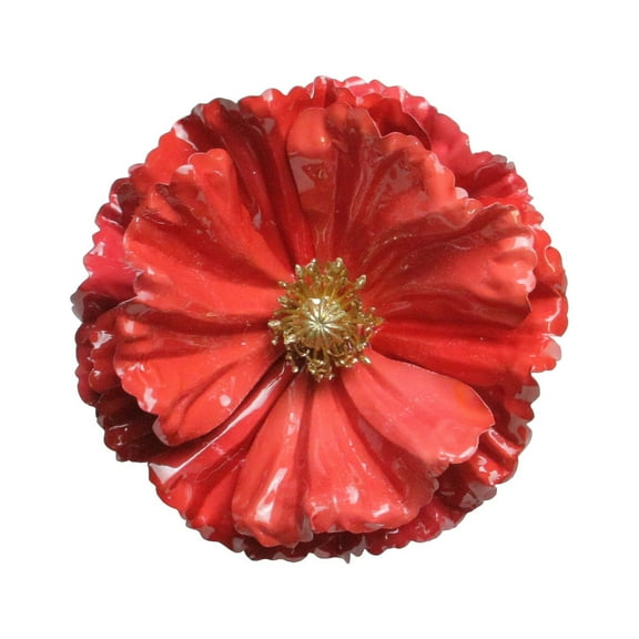 Northlight Shiny Poppy Flower Clip Christmas Ornament - 4.75" - Coral Pink