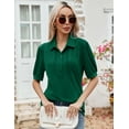 thumbnail image 5 of ZHENWEI Women's V Neck Short Sleeve Polo Shirts Button Down Collared Tops Loose Casual Tunic Blouses, 5 of 7