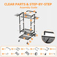 thumbnail image 5 of Garden Tool Organizer with Large Wheels & 12 Hooks, Holds Up to 40 Long-Handled Tools, Heavy Duty 3-Tier Yard Tower Tool Rack for Garage, Garden Tool Cart Yard Tool Organizer, 5 of 13