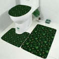 thumbnail image 2 of Dark Green Christmas Tree and Star Pattern Bathroom Rugs Sets 3 Piece,Toilet Cover Set,Absorbent Non Slip Bathroom Mats Sets with U-Shaped Contour Rug Toilet Rug Set, 2 of 5