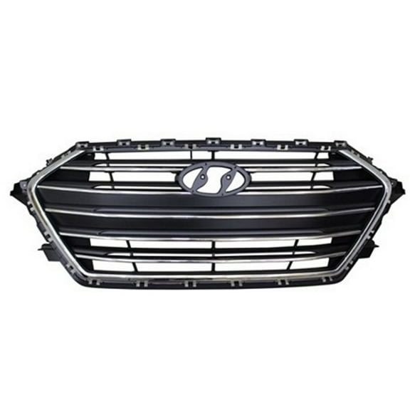 New  OE Black W/Chrome Molding Front Grille Replaces 86350F2100 One Piece fits 2017-2018 Hyundai Elantra Eco Sedan 4-Door