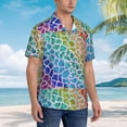 thumbnail image 3 of Pofeuu Rainbow Glitter Print Hawaiian Shirt for Men Sleeves Casual Button Down Summer Beach Dress Shirts T-Shirts,X-Large, 3 of 7