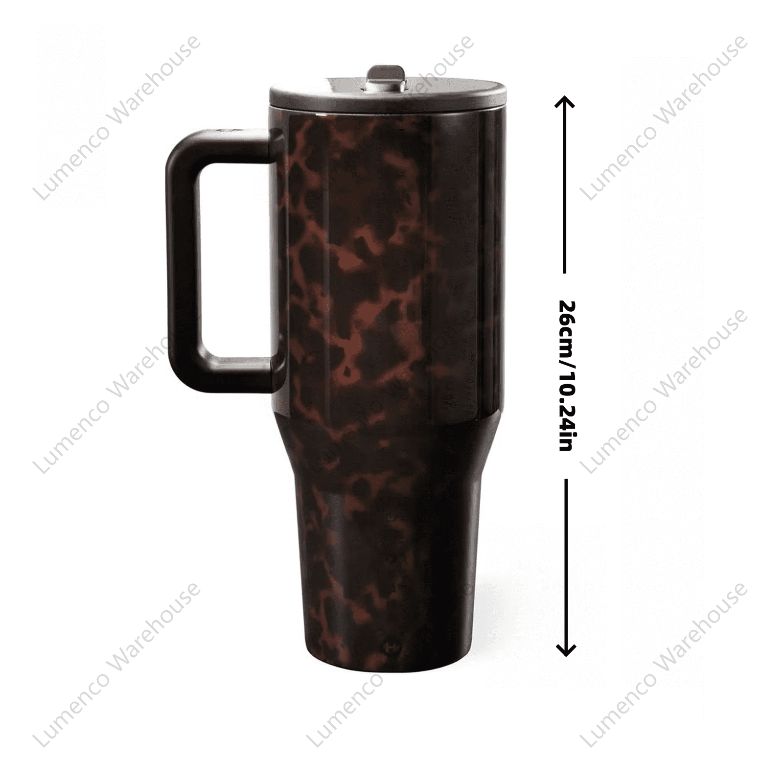 Tortoise Shell 40oz Traveler HandleStainless Steel Large Capacity.Thermos Cup Ergonomic DesignVacuum Insulated Leakproof WaterBottle Gifts for Women & Men.