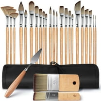 Fuumuui 26pcs Paint Brushes, Professional Acrylic Paint Brush Set Artists Complete Range of Sizes with Upgraded Short Handle Wide Flat & Palette Knife for Acrylic, Oil, Watercolor, Gouache