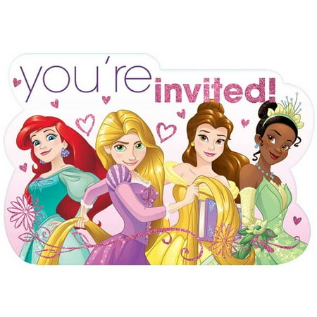Disney's Princesses Ariel, Rapunzel, Belle, and Tiana Invitations, 8 Count