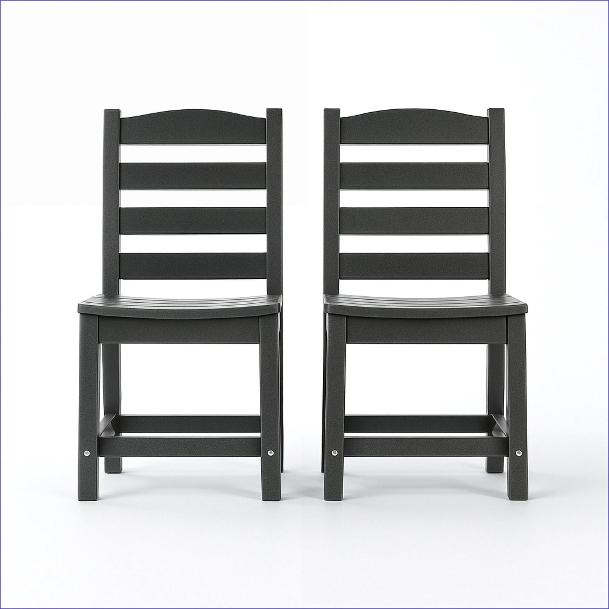 Outdoor Armless Patio Chairs, Set of 2, Modern for Backyard Porch Poolside | Grey | HDPE