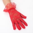 thumbnail image 2 of Elegant Lace Gloves for Women Full Finger Floral Lace Gloves with Ruffle Wrist for Wedding Party Prom, 2 of 3