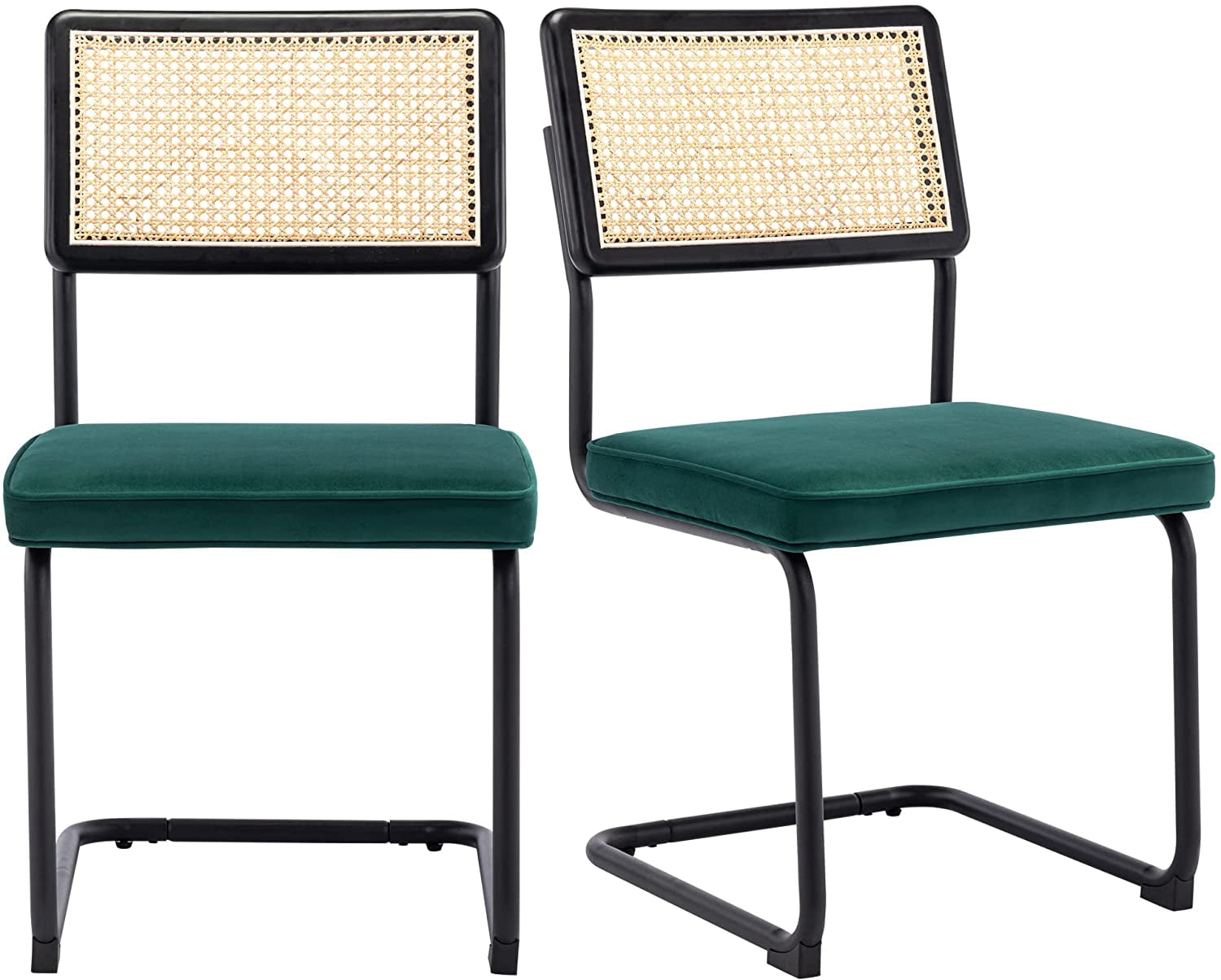 Duhome Rattan Dining Chairs Set of 2, Velvet Upholstered Side Chairs