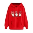 thumbnail image 2 of Sevevn Women's Christmas Small Print Pocket Shoulder Sleeves Long Sleeved Top Hooded Sweatshirt Red S Deal of the Week, 2 of 3