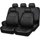 thumbnail image 4 of KINGDOM Juego completo de fundas universales de vinilo de lujo para asientos de coche, compatibles con airbag, transpirables, aptas para coches, camiones, SUV (todo negro), 4 of 5