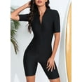 thumbnail image 2 of iEFiEL Womens Boyleg One Piece Swimsuit Tummy Control Swimwear Short Sleeve Rash Guard Wetsuits Black XXL, 2 of 7