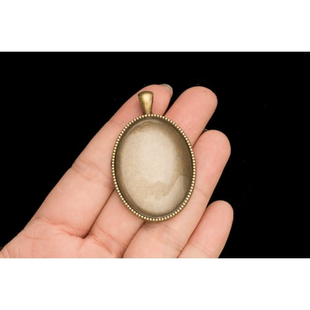 Memorial Photograph - Remembrance Photo Locket Oval Antiqued Brass Photo Box Pendant Memorial Picture 3 Counts
