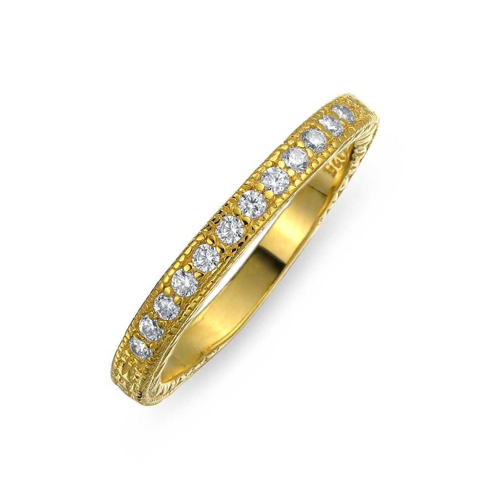 Bling Jewelry Classic Pave AAA CZ 2MM Thin Wedding Band
