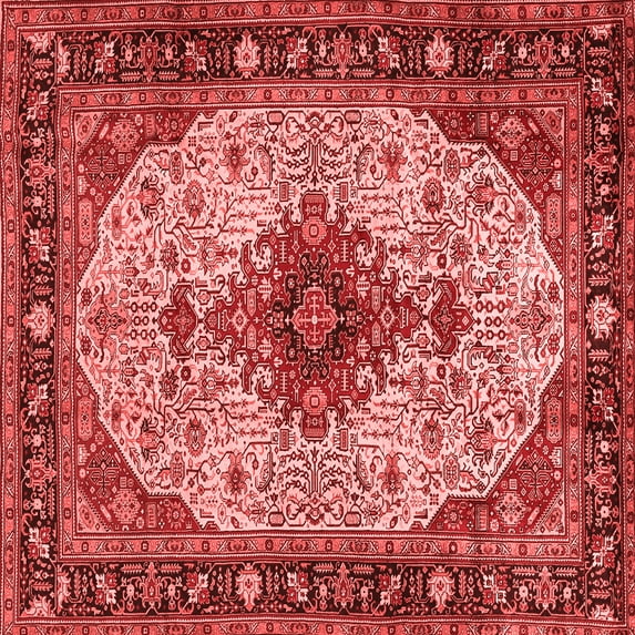 Ahgly Company Indoor Square Medallion Red Traditional Area Rugs, 6' Square