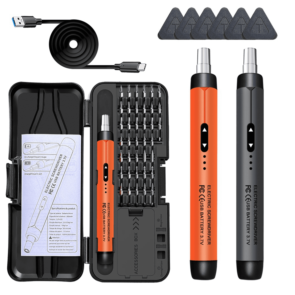 Electric Screwdriver Set Power Tool Kit Rechargeable Wireless Mini Small Bits for Mobile Cell Computer Gray