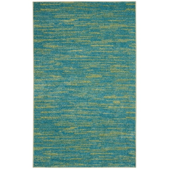 Pemberly Row Contemporary 3' x 5' Blue Green Outdoor Indoor/Outdoor Rug