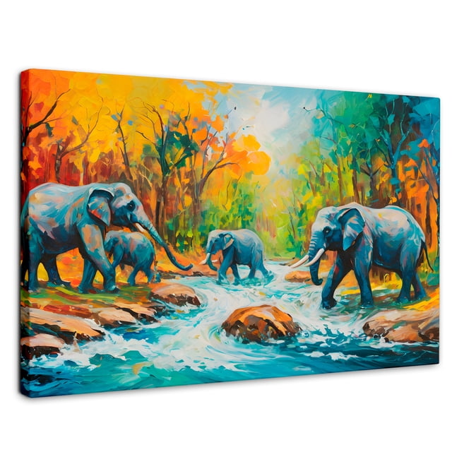 Cuadro Decorativo Canvas Revolution Cruce Elefantes 90x60