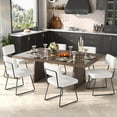 thumbnail image 2 of Upholstered Striped Dining Chairs Set of 8, Velvet Vanity Chair, Modern Side Chair with Thickened Cushion, Full Velvet Upholstered Seat and Backrest, for Dining Room/Living Room/Vanity, White, 2 of 9