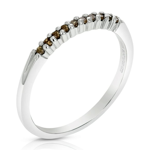 Vir Jewels Bague Diamant Champagne 1/10 Cttw.925 Argent Sterling 10 Pierres Broderie Ronde Taille 6 Femme Adulte