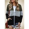 thumbnail image 2 of Sudadera con capucha y cremallera para mujer, abrigo informal de poliéster con bolsillo y manga larga para otoño e invierno, verde militar S, 2 of 7