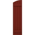 thumbnail image 5 of Ekena Millwork 14"W x 66"H Americraft Four Board (2 Batten) Exterior Real Wood Joined Board-n-Batten Shutters w/ Elliptical Top (Per Pair), Pepper Red, 5 of 10