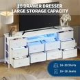 thumbnail image 5 of CuisinAid 63-Inch Long Dresser TV Stand with LED lights & Power Outlet, Entertainment Center with 10 Fabric Drawers Dressers for Bedroom,White, 5 of 8
