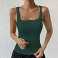 thumbnail image 1 of QUINDOS Hauts pour Femmes Côtelés Été Vert Mode Décontracté Col Rond Sans Manches Dentelle Hauts Unis Blouse Débardeurs pour Femmes, 1 of 3